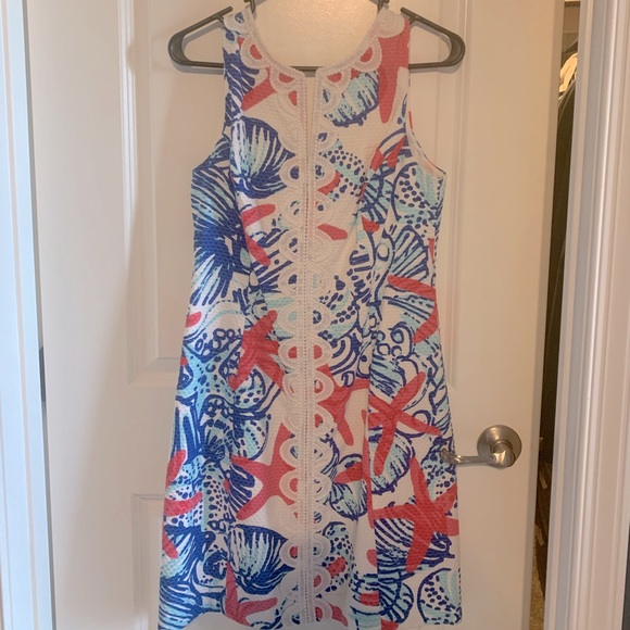 lilly pulitzer she she shells dress New Lilly Pulitzer Resort White She She Shells Harbour Tunic Dress XS S Starfish